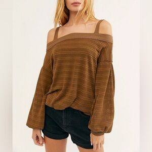 Free People Sistine Top Hacci knit cold shoulder size S
